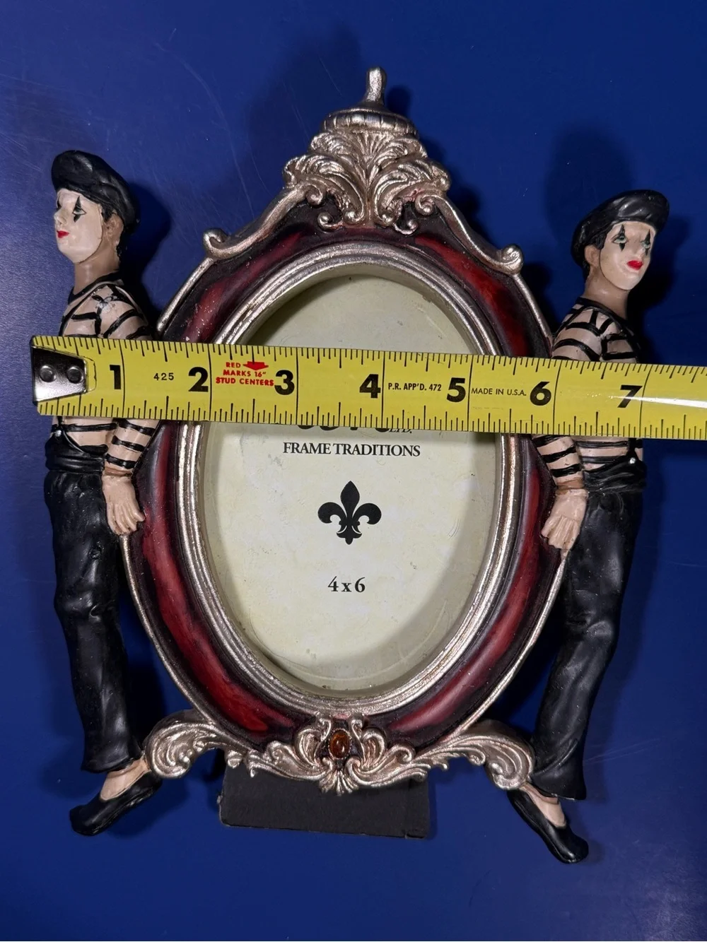 Vintage CBK Paris Mime Picture Frame 4x6 Resin Glass Freestanding French Theme